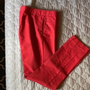 Boden Red Flat Front Cotton 7/8 Trousers US Sz 6